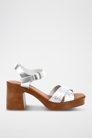 Leren Sandalen met Hak Kelia - Zilverkleurig