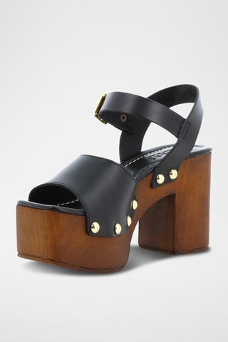 Leren Sandalen met Hak Brida - Zwart