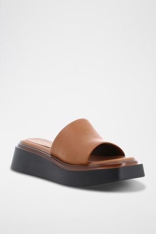 Leren Muiltjes met Sleehak Cherry - Camel