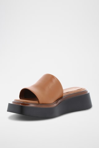 Leren Muiltjes met Sleehak Cherry - Camel