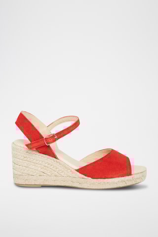 Nubuck Sandalen met Sleehak Nausica - Rood