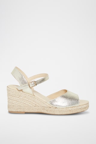 Leren Sandalen met Sleehak Nausica - Goudkleurig