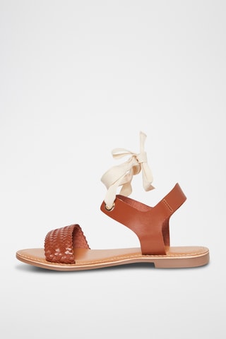 Geitenleren Romeinse Sandalen Paolina - Camel