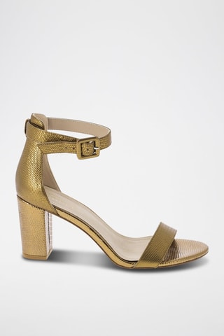 Leren Sandalen met Hak Bertille - Goudkleurig