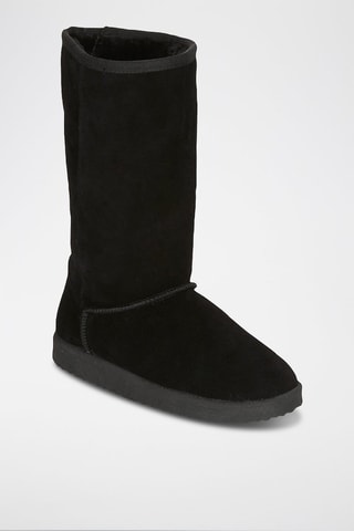 Gevoerde Nubuck en Splitleren Enkellaarzen Toulou  Zwart