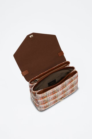 Sac à main en cuir de veau et tweed Dafne - Rose clair et cognac