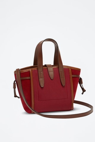 Sac à main en cuir de veau nubuck Net Mini - Bordeaux