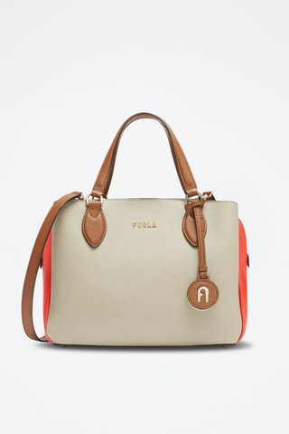 Sac à main en cuir de veau Minerva - Rouge et écru