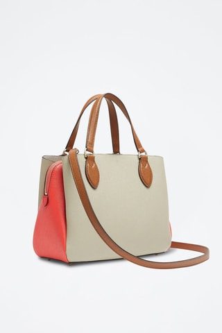 Sac à main en cuir de veau Minerva - Rouge et écru