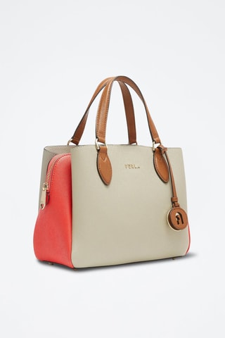 Sac à main en cuir de veau Minerva - Rouge et écru