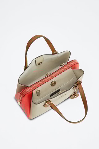 Sac à main en cuir de veau Minerva - Rouge et écru