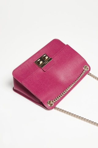 Sac porté épaule en croûte de cuir Bella - Fuchsia
