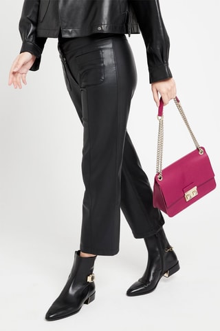 Sac porté épaule en croûte de cuir Bella - Fuchsia