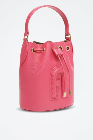 Sac seau en cuir de veau Clio Mini - Rose