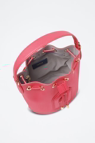 Sac seau en cuir de veau Clio Mini - Rose