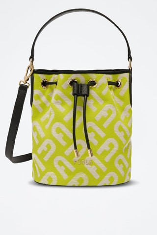 Sac seau en cuir de veau Clio Mini - Vert et noir