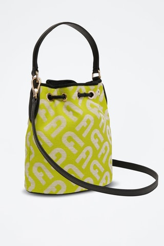Sac seau en cuir de veau Clio Mini - Vert et noir