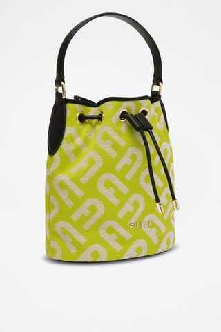 Sac seau en cuir de veau Clio Mini - Vert et noir