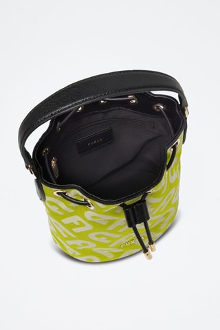 Sac seau en cuir de veau Clio Mini - Vert et noir