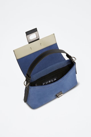 Sac porté épaule en cuir Charlotte - Bleu