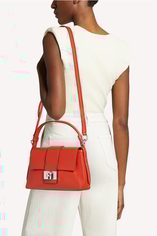 Sac porté épaule en cuir de veau Charlotte S - Rouge