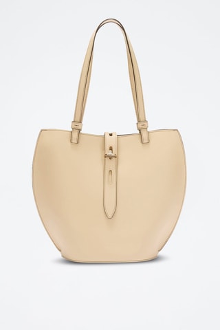 Sac porté épaule en cuir Unica M - Beige