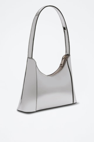 Sac porté épaule en cuir Diamante Mini - Argenté