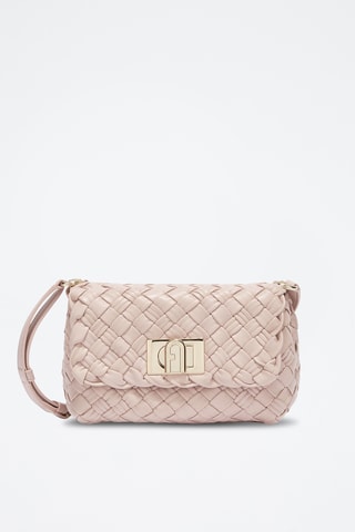 Sac bandoulière en cuir d'agneau Furla Gerla - Rose poudré