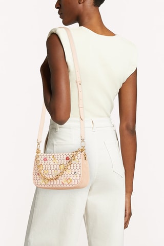 Sac bandoulière en cuir Moon S - Rose