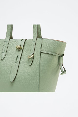 Cabas en cuir de veau Net M - Vert olive