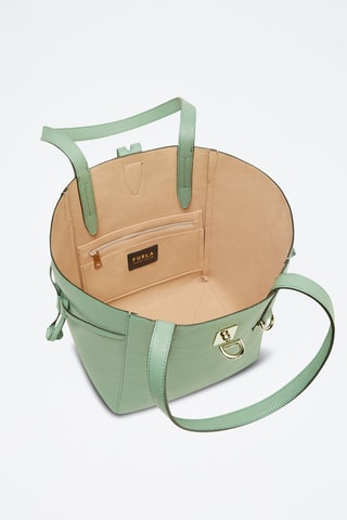 Cabas en cuir de veau Net M - Vert olive