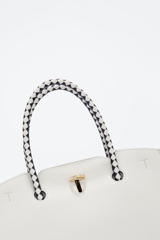 Cabas en cuir Genesi M - Blanc et greige