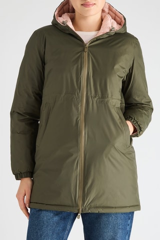 Doudoune réversible à capuche Roma - Vert olive et rose poudré
