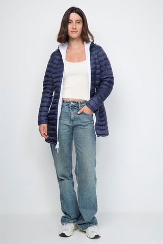 Doudoune longue réversible Moscou - Blanc et bleu marine