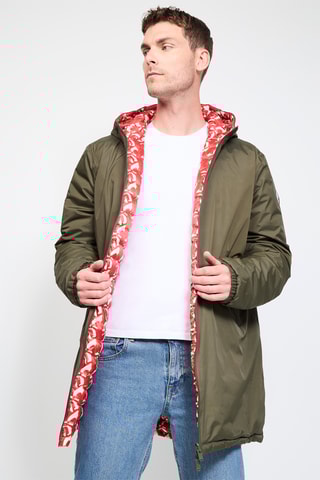 Blusão reversível com capuz Amsterdam - Caqui e vermelho