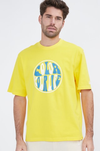 T-shirt em algodão biológico Leo Funday - Amarelo