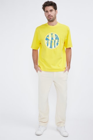 T-shirt em algodão biológico Leo Funday - Amarelo