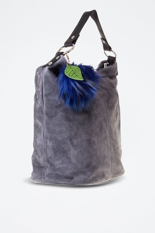 Porte-chaves em pele de coelho - Azul