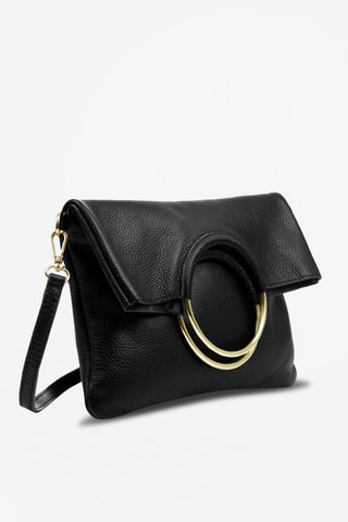 Mala em couro Corinna - Preto e dourado