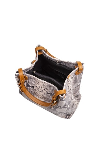 Mala em couro Emanuela - Nude e preto