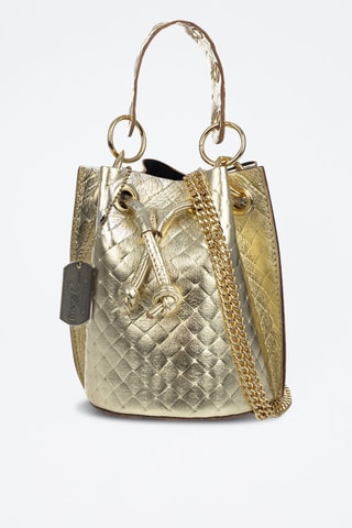 Mala bucket em couro Primavera - Dourado