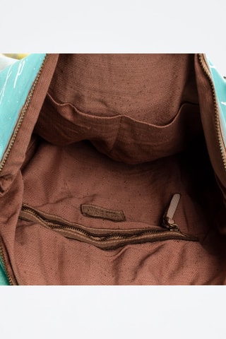 Mochila em couro Antillo - Verde-água e amarelo