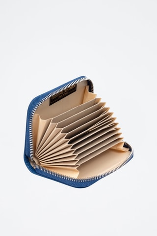 Porta-cartões de couro Balocco - Azul-petróleo