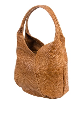 Mala de ombro em couro Camel 