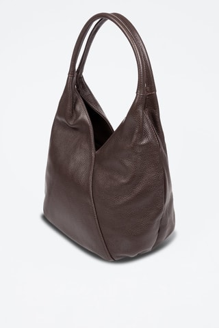 Mala de ombro em couro - Castanho-escuro