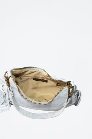 Mala de ombro em nobuck - Azul-celeste