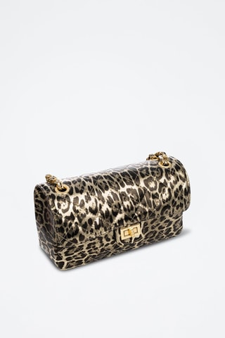 Mala de ombro em couro - Dourado e preto