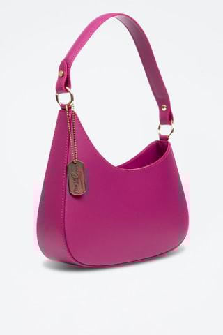 Mala de ombro em couro Angolo - Fúcsia