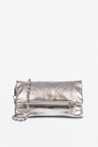Mala a tiracolo de couro Orquidea Prateado
