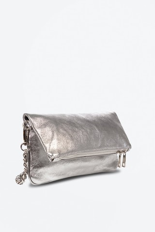 Mala a tiracolo de couro Orquidea Prateado